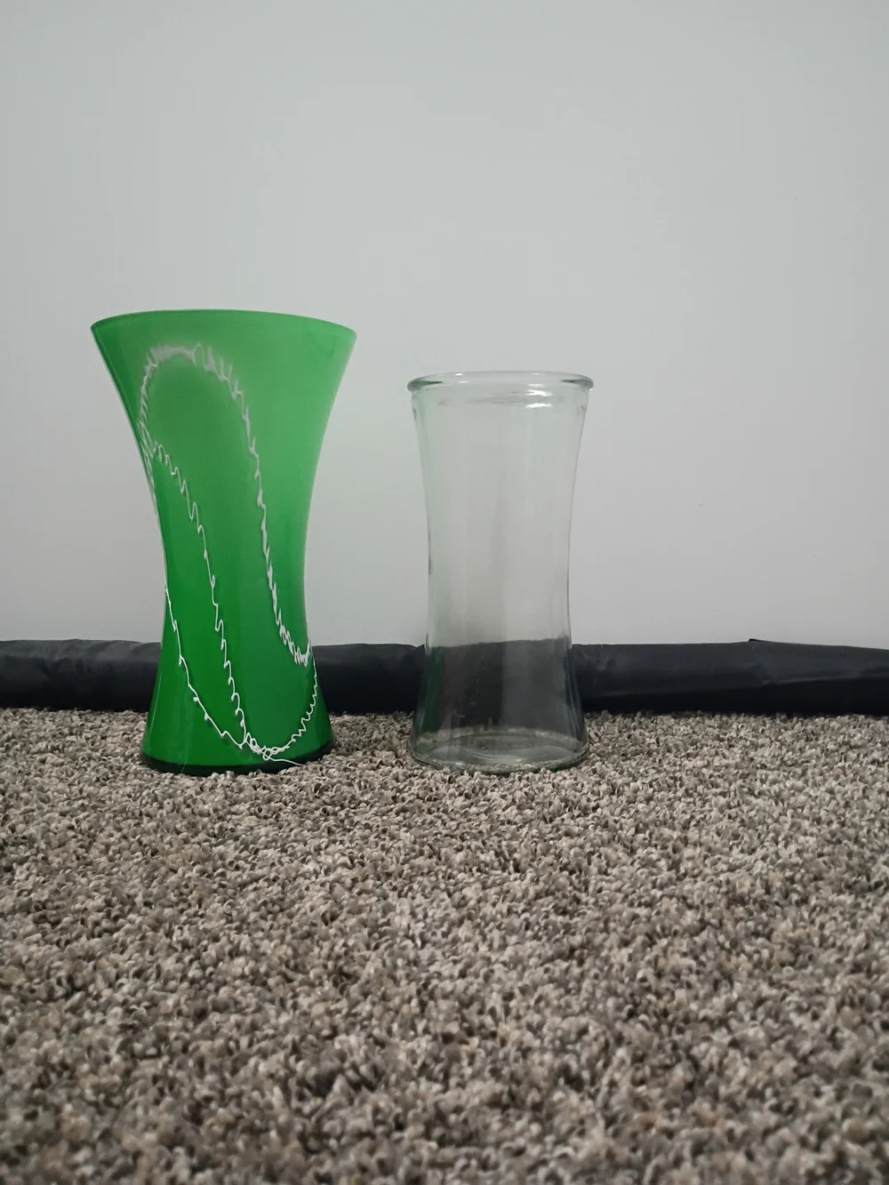 Glass Decorative Vase Set - Purple, Green & White detail and 2 Clear - Unbranded